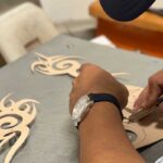 Cutting Leather Accents For Custom Cowboy Boots