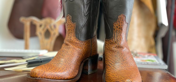 A pair of handmade custom cowboy boots