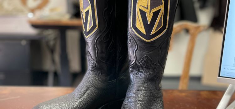 A pair of custom made cowboy boots.